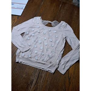 Medium Lauren Conrad Cream Ivory Long Sleeve Knit Pullover Bow Sweater
